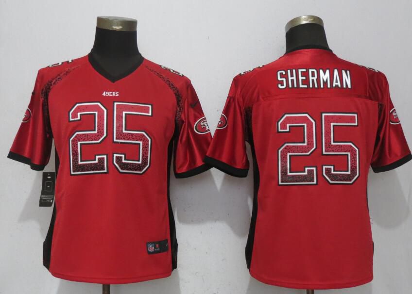 Women San Francisco 49ers 25 Sherman Drift Fashion Red Elite New Nike NFL Jerseys